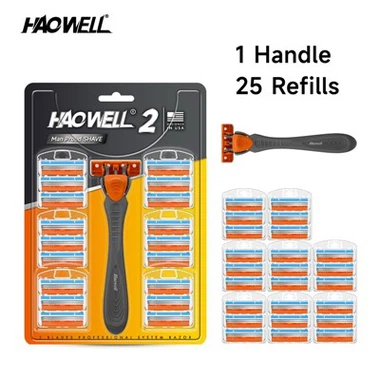 1+25 Man 2 Bıçaklı Tıraş Makinesi İçin 25 Kartuş Değiştirilmiş